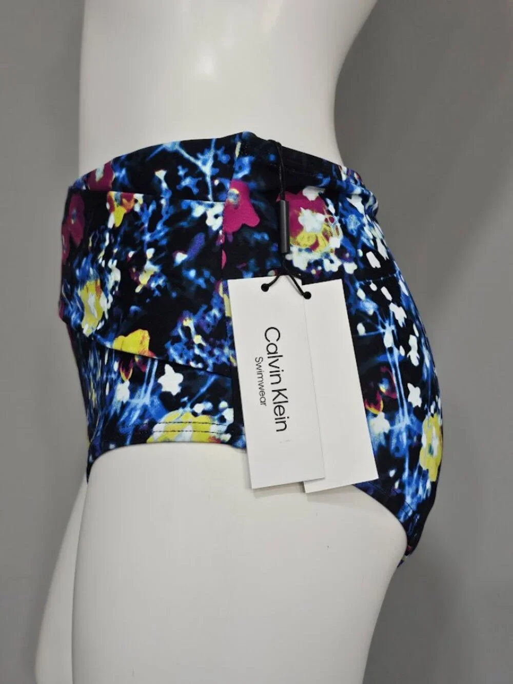 Calvin Klein Printed High-Waist Draped-Front Tummy-Control Swim Bottoms